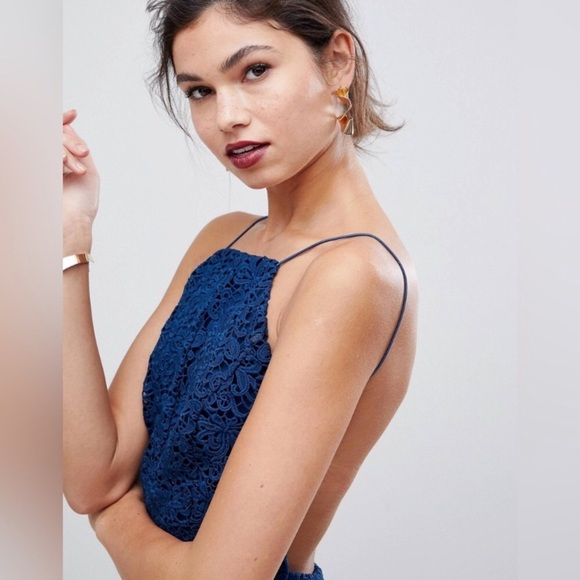 NWT ASOS Design Tulle Lace Top Backless Dress - Picture 6 of 12